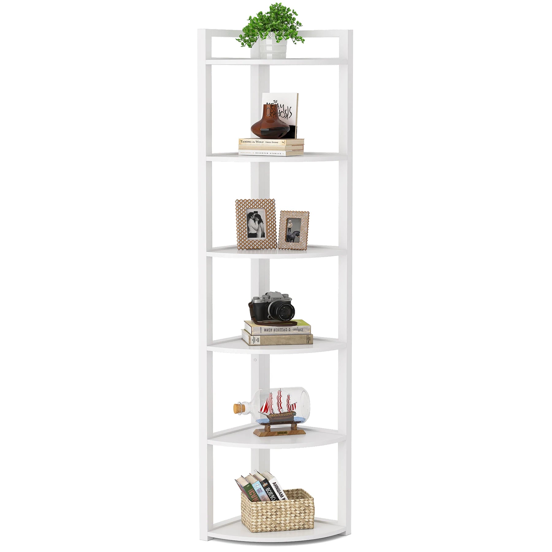 Tribesigns Corner Shelf, Bookshelf Small Bookcase in USA.