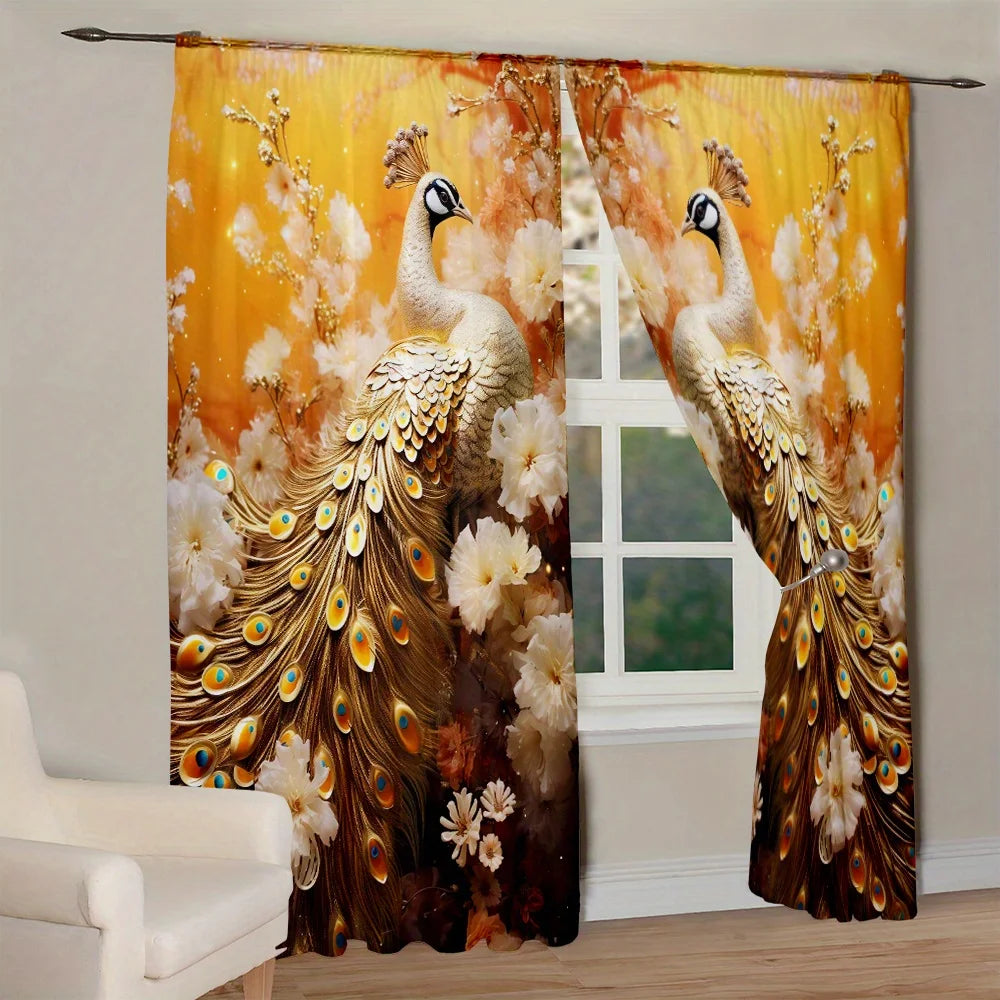 Luxury Style Peacock Printed Curtain Home Decor in USA