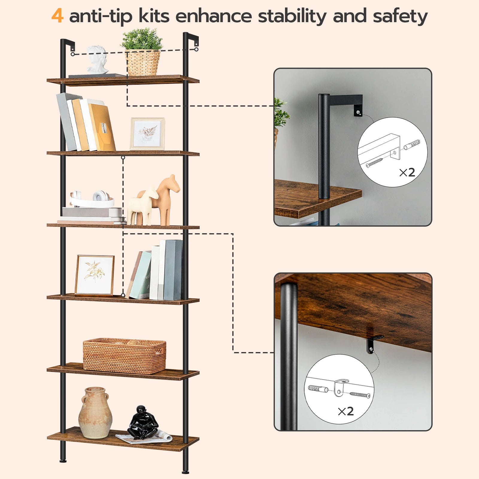 DIY Wall Mounted Bookshelf, Office Vertical Bookcase, IN USA.