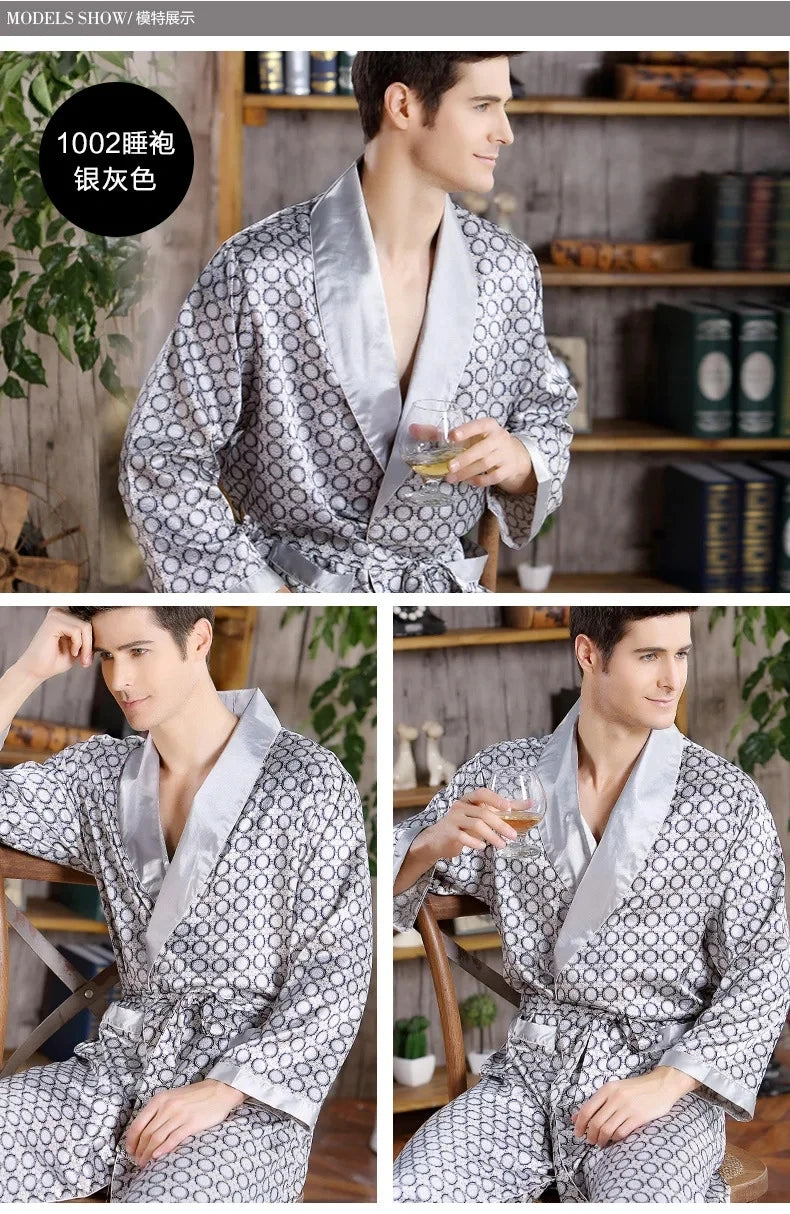 Bathrobe Silk Long Dressing Gown Plus Size Sleepwear in USA