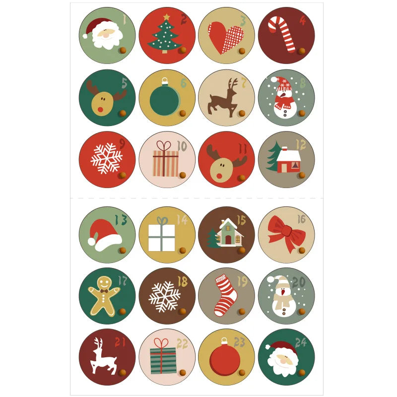 Christmas Countdown Gift Number Stickers Label Advent Calendar Xmas Gi