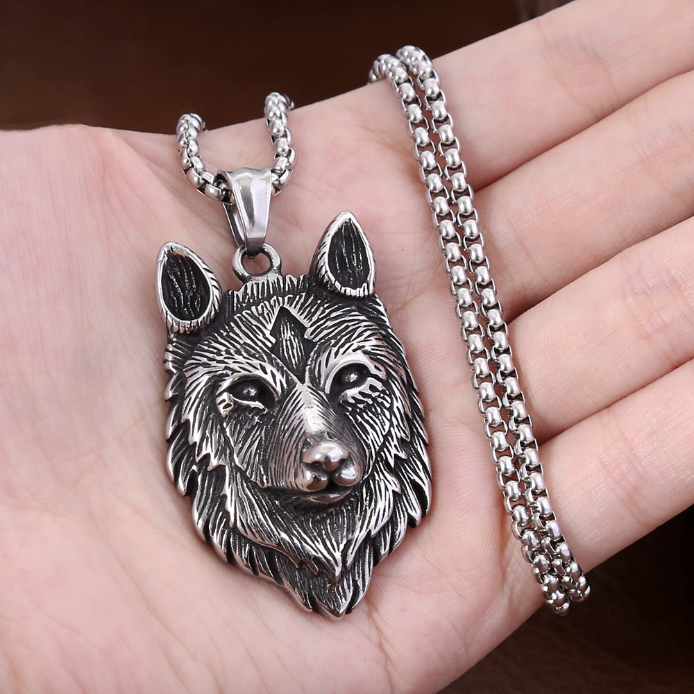 Fashion Vintage Viking Wolf Head Pendant Men Boy Pun in USA