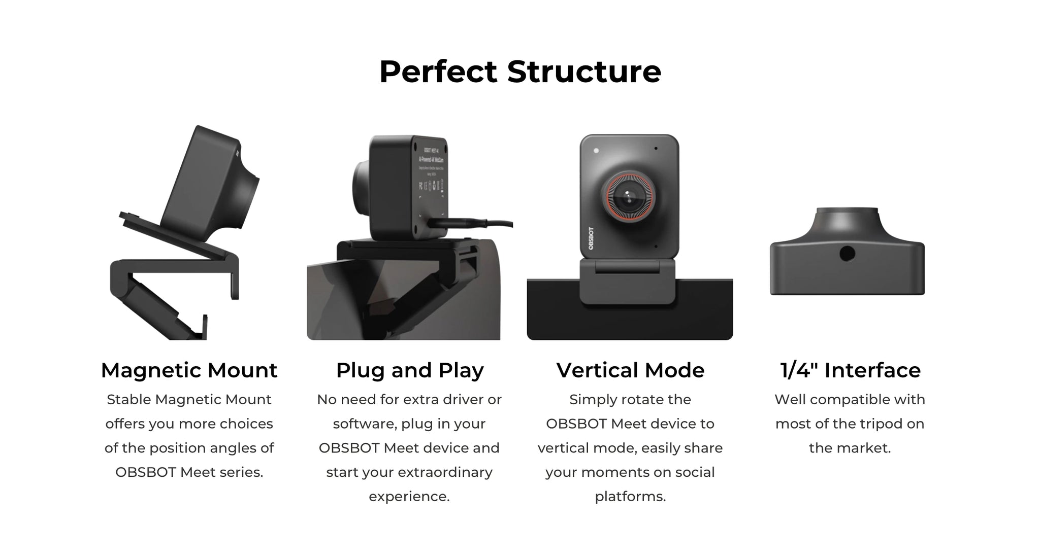 OBSBOT Tiny Meet PTZ Webcam AI-Tracking Auto-Framing in USA.