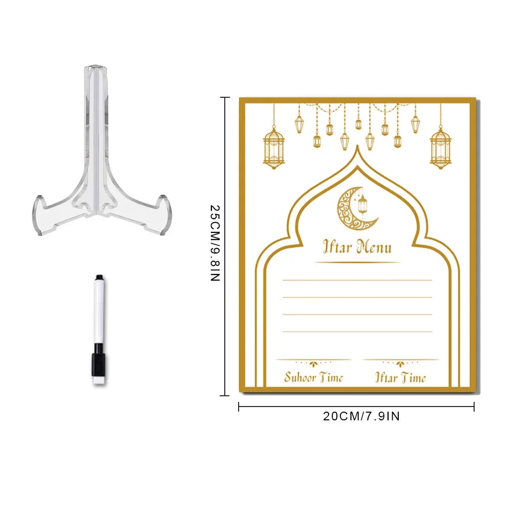 Reusable Acrylic Ramadan Calendar Board Wooden Base Table Ornament wit