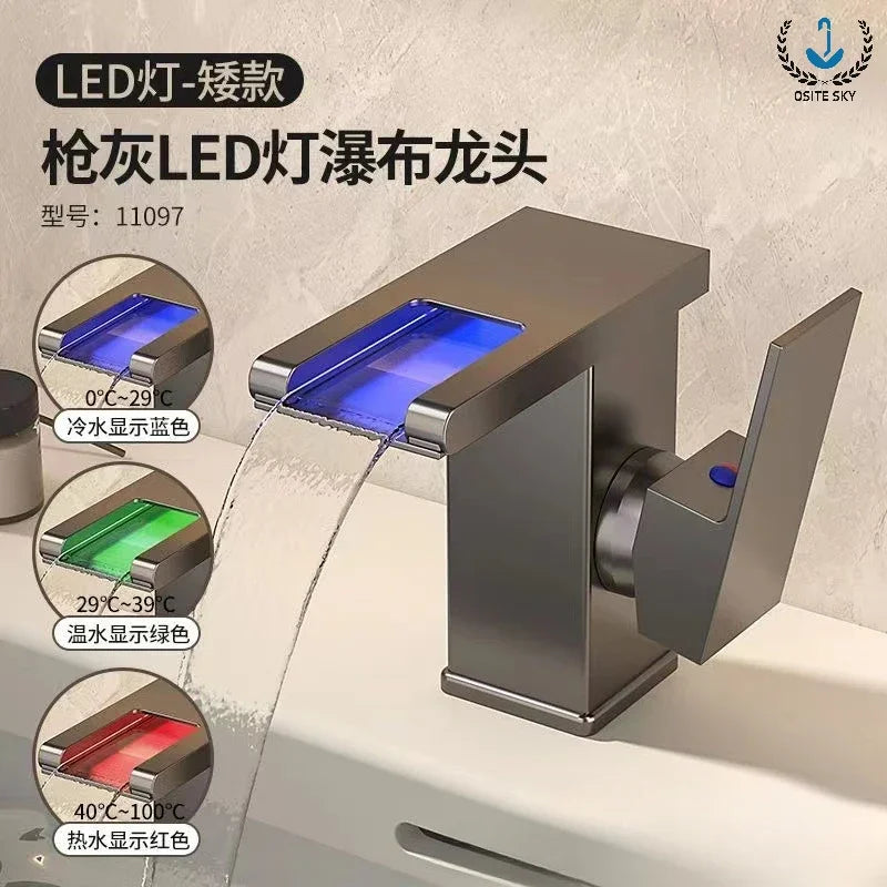 LED Light Waterfall Faucet Water Flow Power Generation