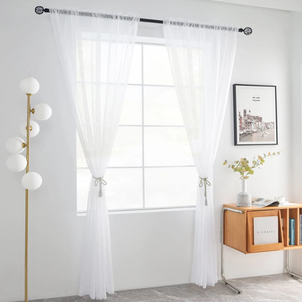 White/Cream/Grey Tulle Curtains Living Room Decoration in USA