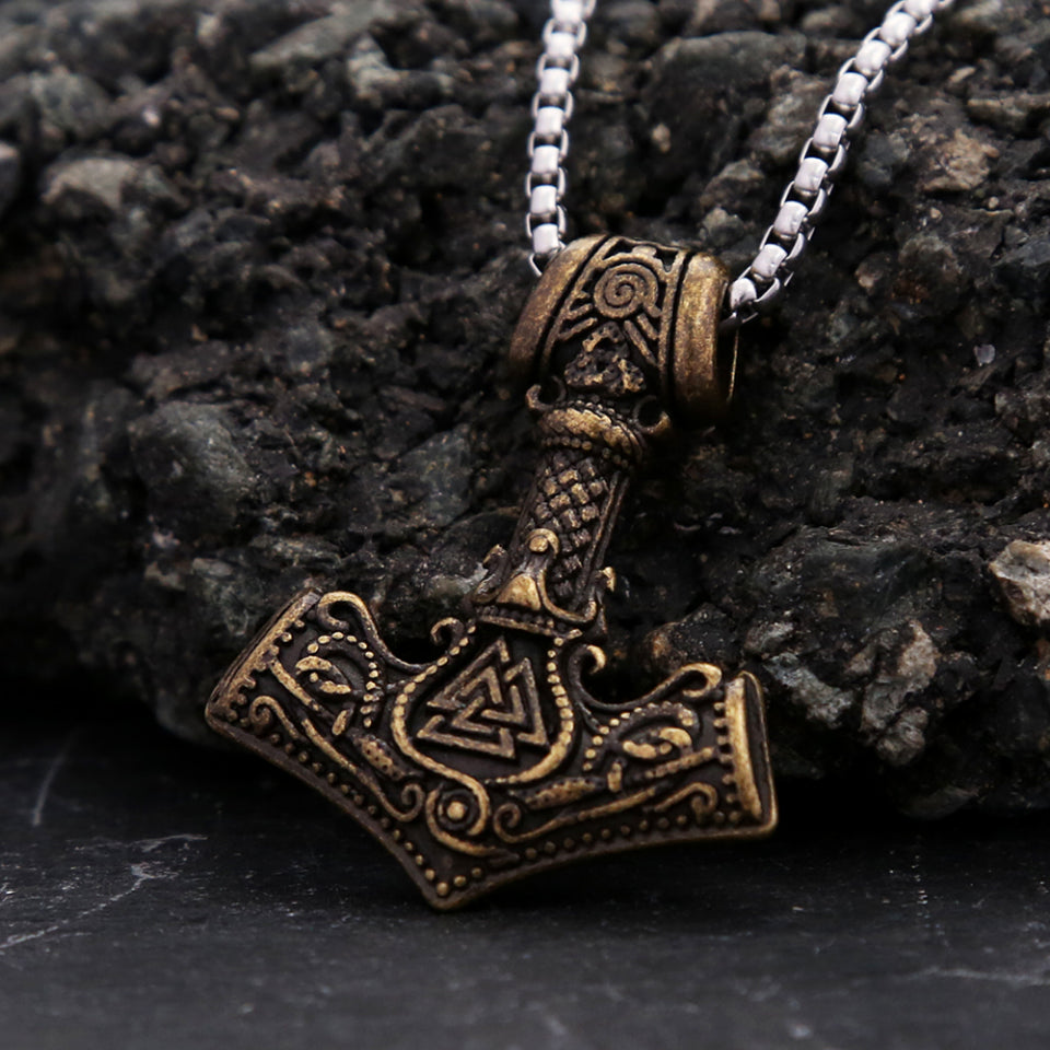 Vintage Stainless Steel Viking Thor's Hammer Pendant in USA