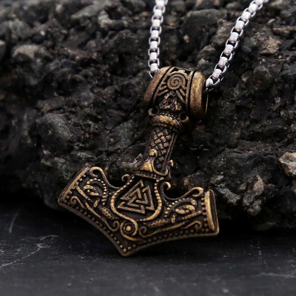 Vintage Stainless Steel Viking Thor's Hammer Pendant in USA