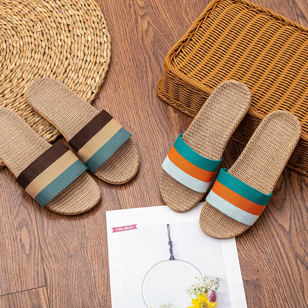 Summer Linen Women'S Slippers Flat Sandals Home in USA