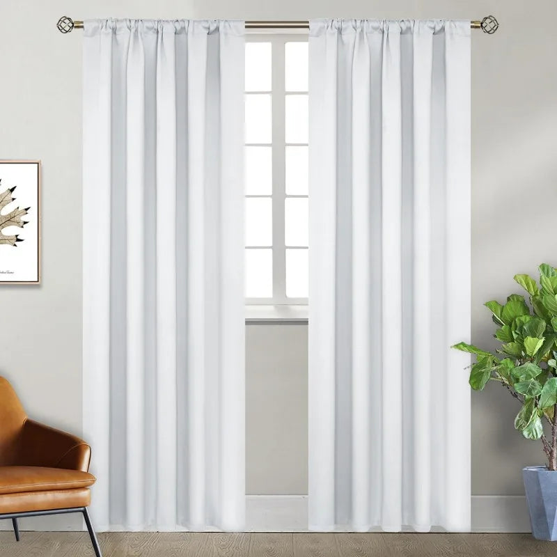 Navy Blue Elegant Blackout Curtains Rod Pocket in USA