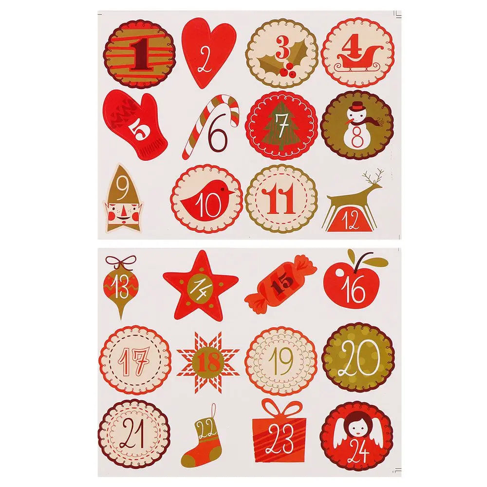 Christmas Gift Stickers Advent Calendar Number Paper