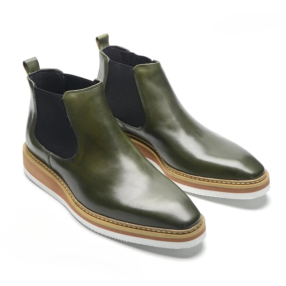 British Style Cow Genuine Leather Men's Chelsea Ankle Boots in USA