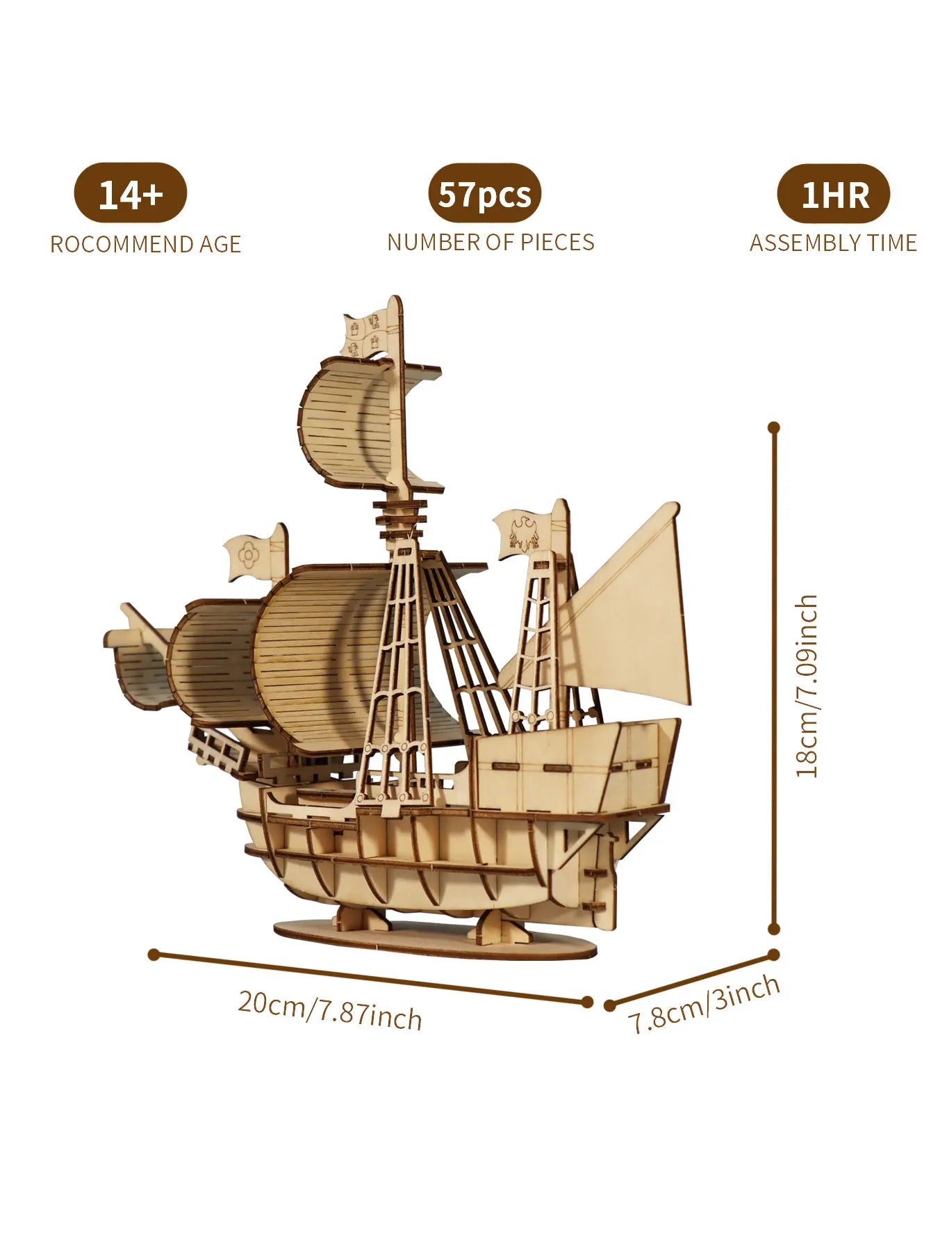 Wooden Puzzles Ocean Sailboat Model Kits Brainteaser in USA