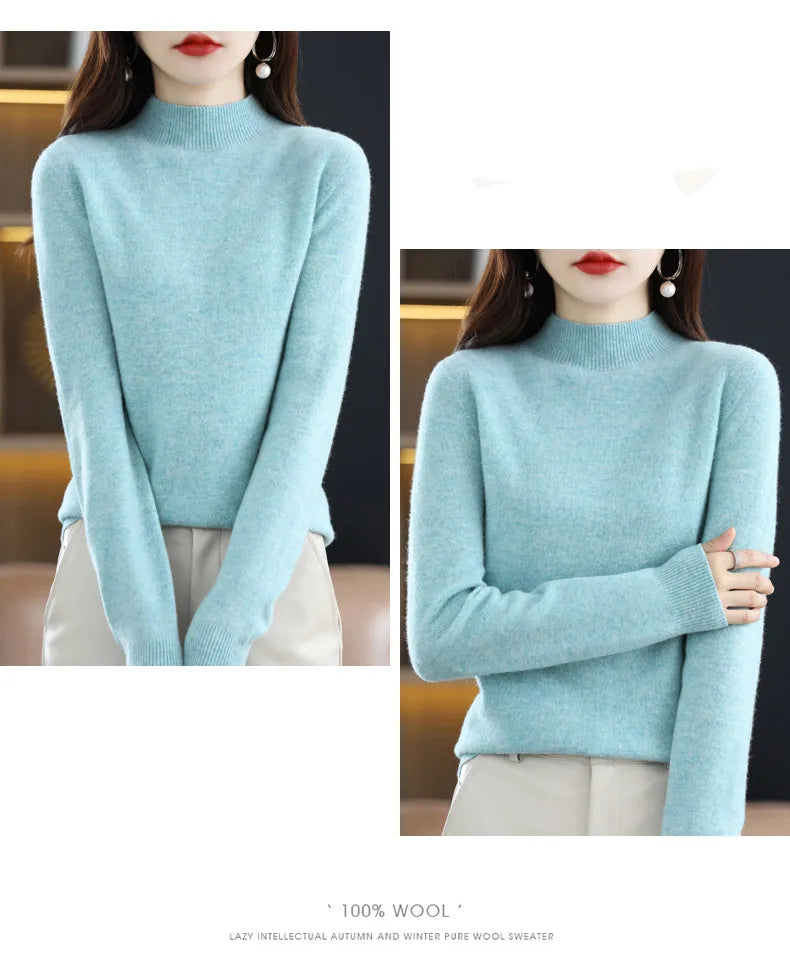 Pure Wool Half-neck Pullover In Autumn And Winter New Cashmere in USA