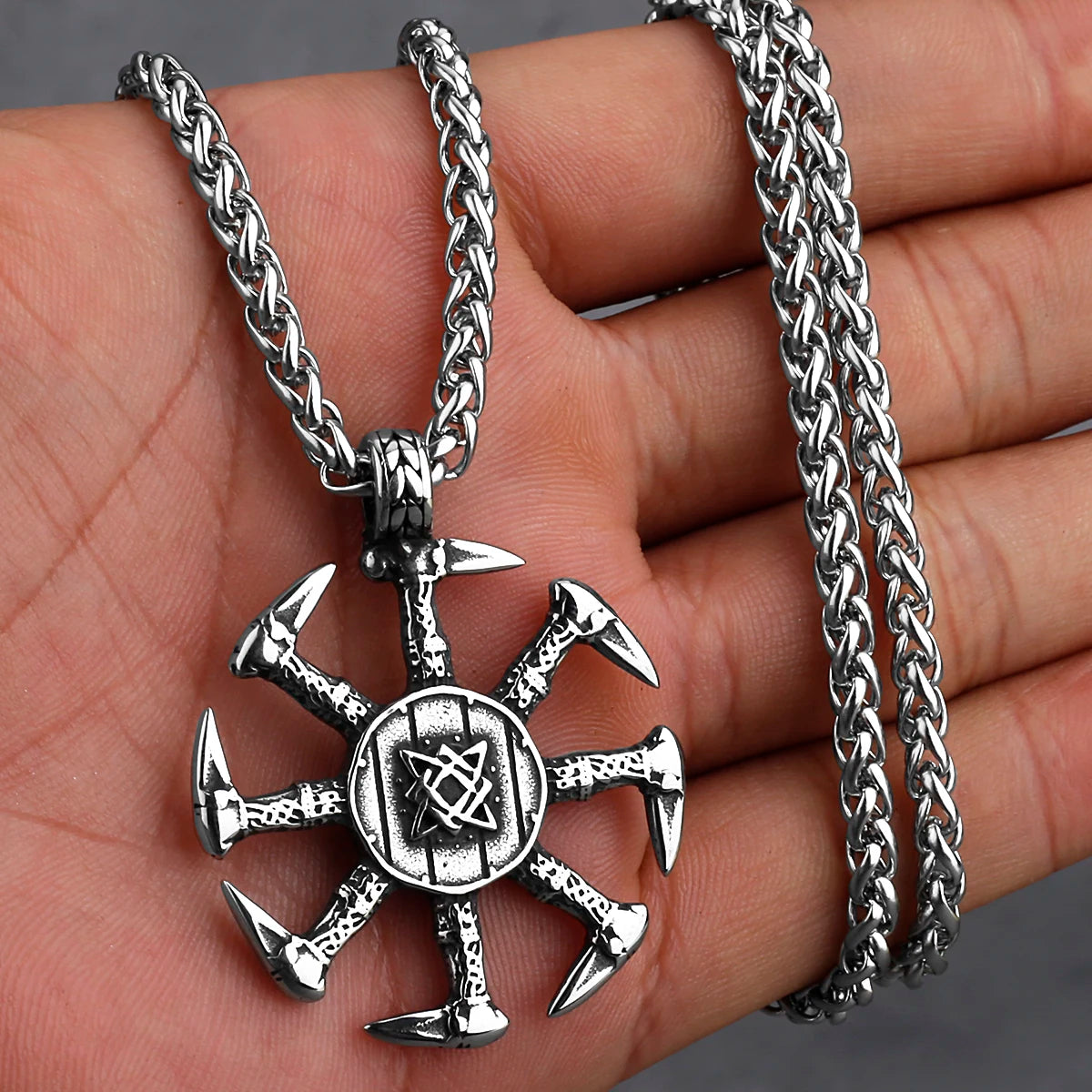 Stainless Steel Viking Axe Pendant Necklace Men's Celtic Valknut in USA