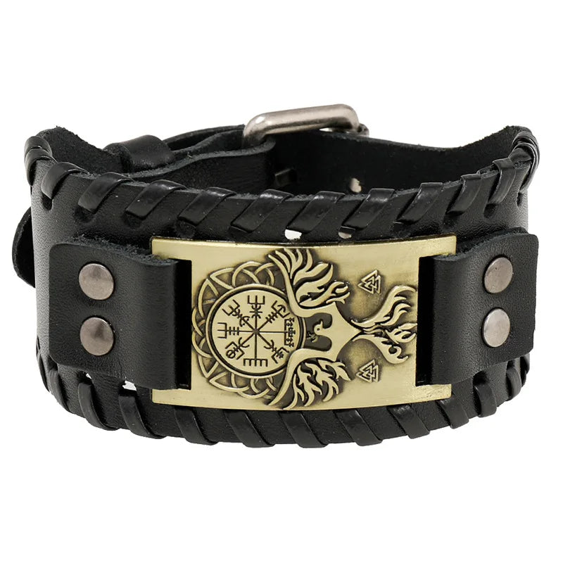 Leather Pirate Compass Bracelet Men's Bracelet in USA