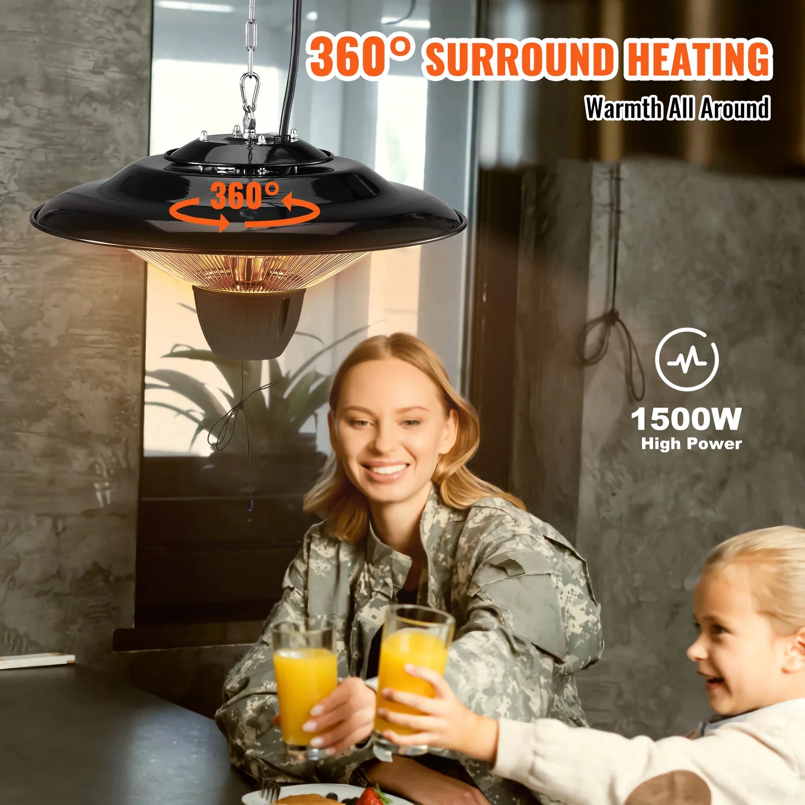 VEVOR Hanging Patio Heater Pull Cord Adjustable IN USA.