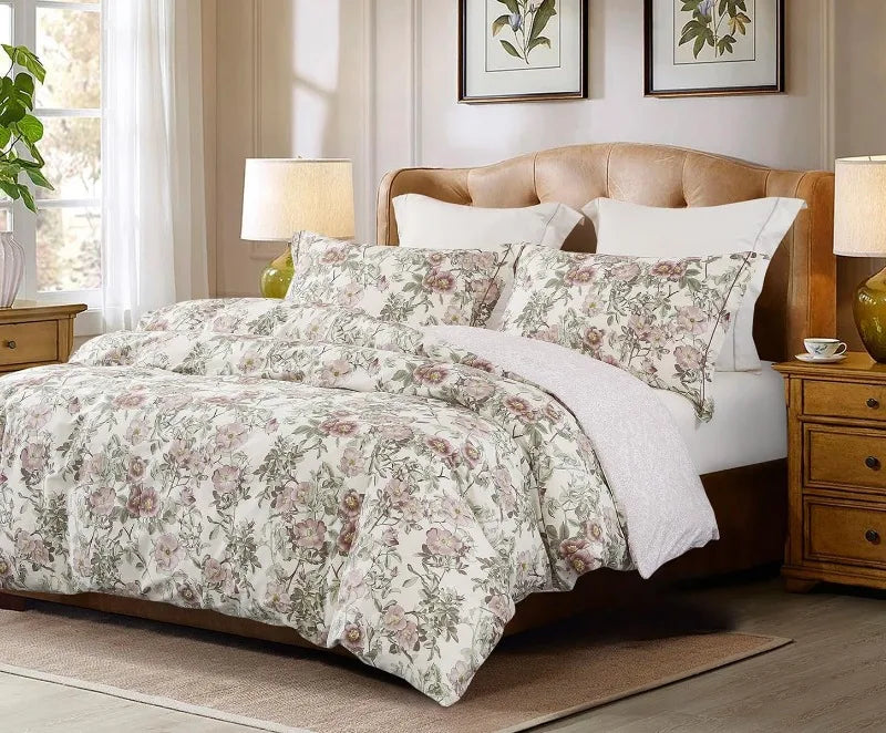 Duvet Cover, Thread Count Cotton Printed Luxury Floral Comforter