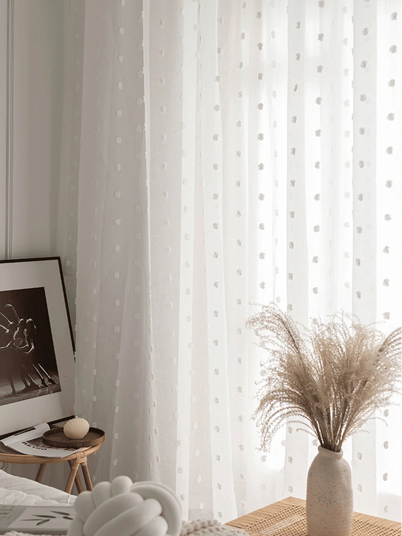 Romantic White Pom Pom Sheer Curtain for the Living Room in USA