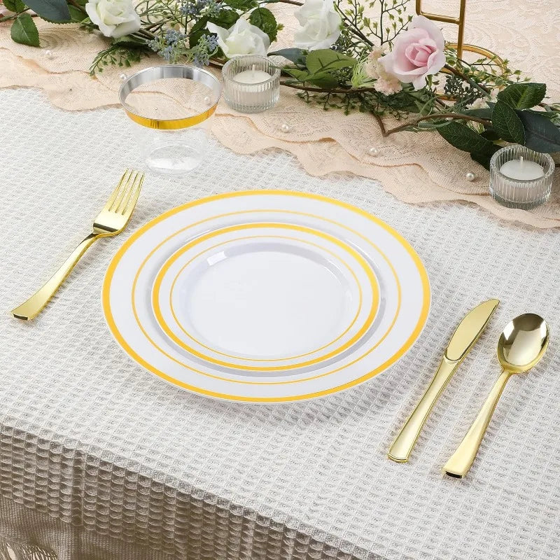 Plastic Dinnerware Set 100 Guests, Disposable Plastic Plate