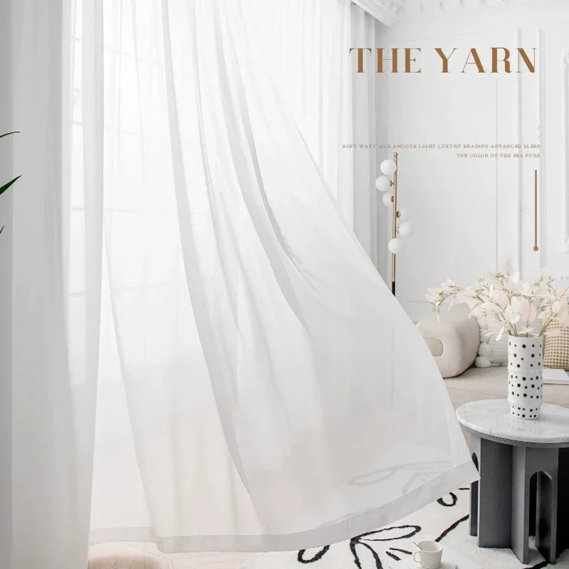 Custom Size Fashion Chiffon Yarn White Tulle Sheer Curtains in USA