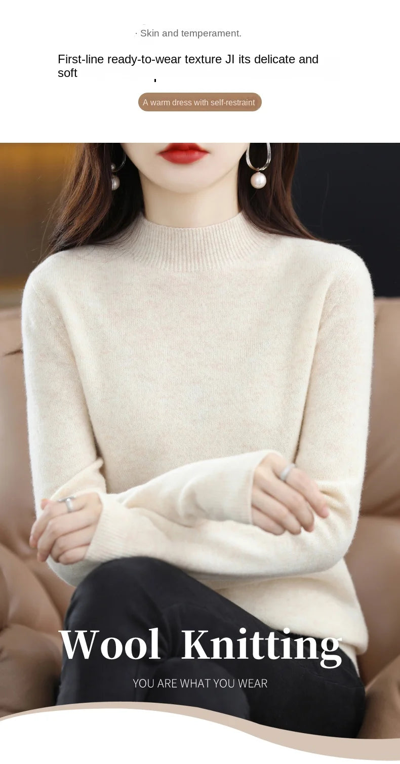 Pure Wool Half-neck Pullover In Autumn And Winter New Cashmere in USA