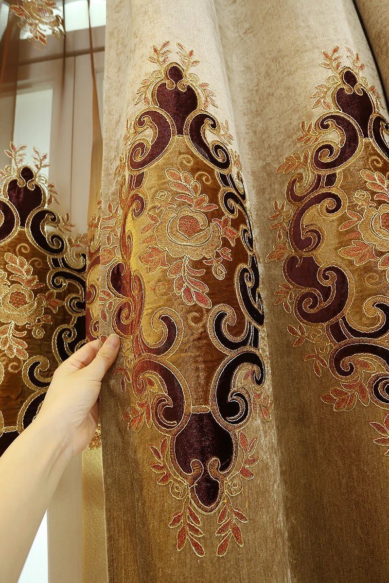 European Luxury Embroidered Curtains Living Room Curtains in USA