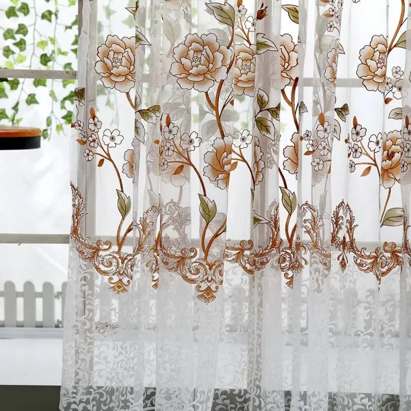 Peony Tulle Curtains Kitchen Door Window Living Room in USA