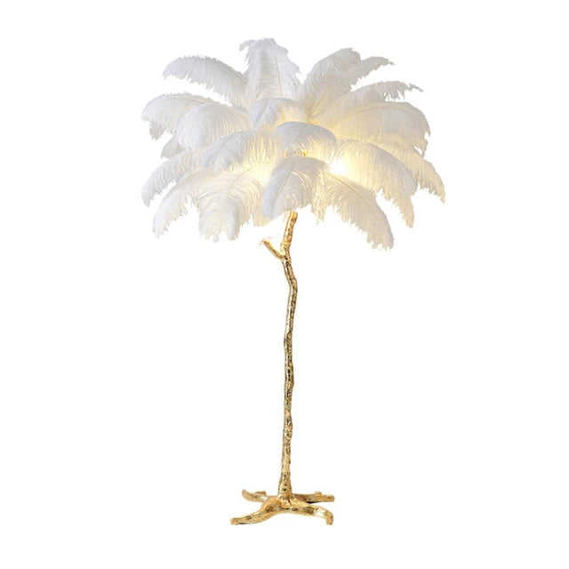 Nordic Ostrich Feather Led Floor Lamp Resin Copper IN USA.