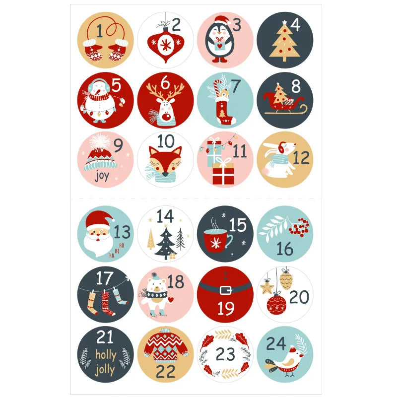 Christmas Countdown Gift Number Stickers Label Advent Calendar Xmas Gi