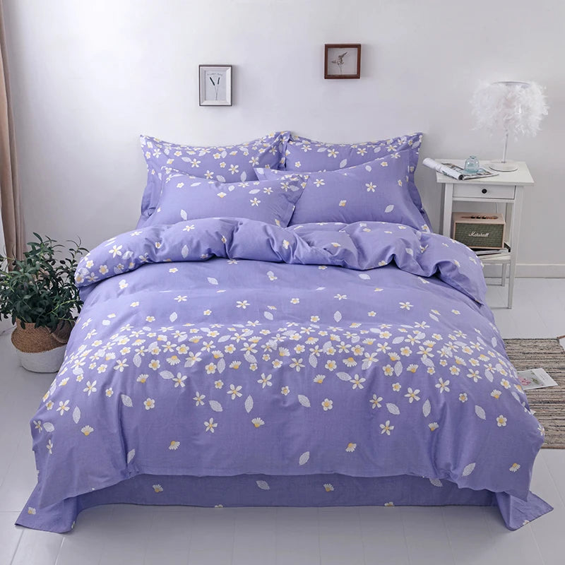 Cotton Duvet Cover Set Flower Printing Cotton Soft Pillowcase Bedding in USA