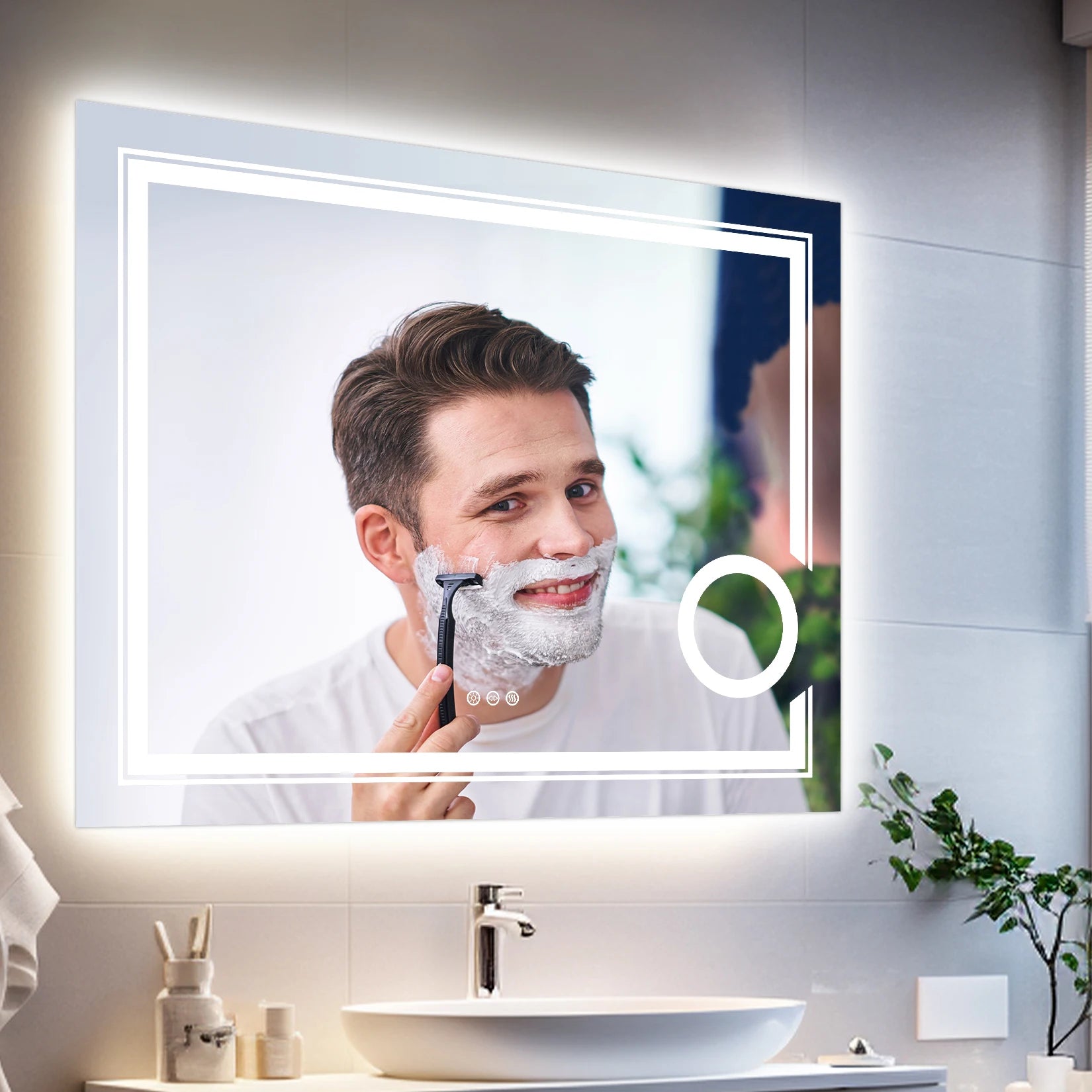 LED Mirror Bathroom Wall Mounted Magnifying Mirror Washroom