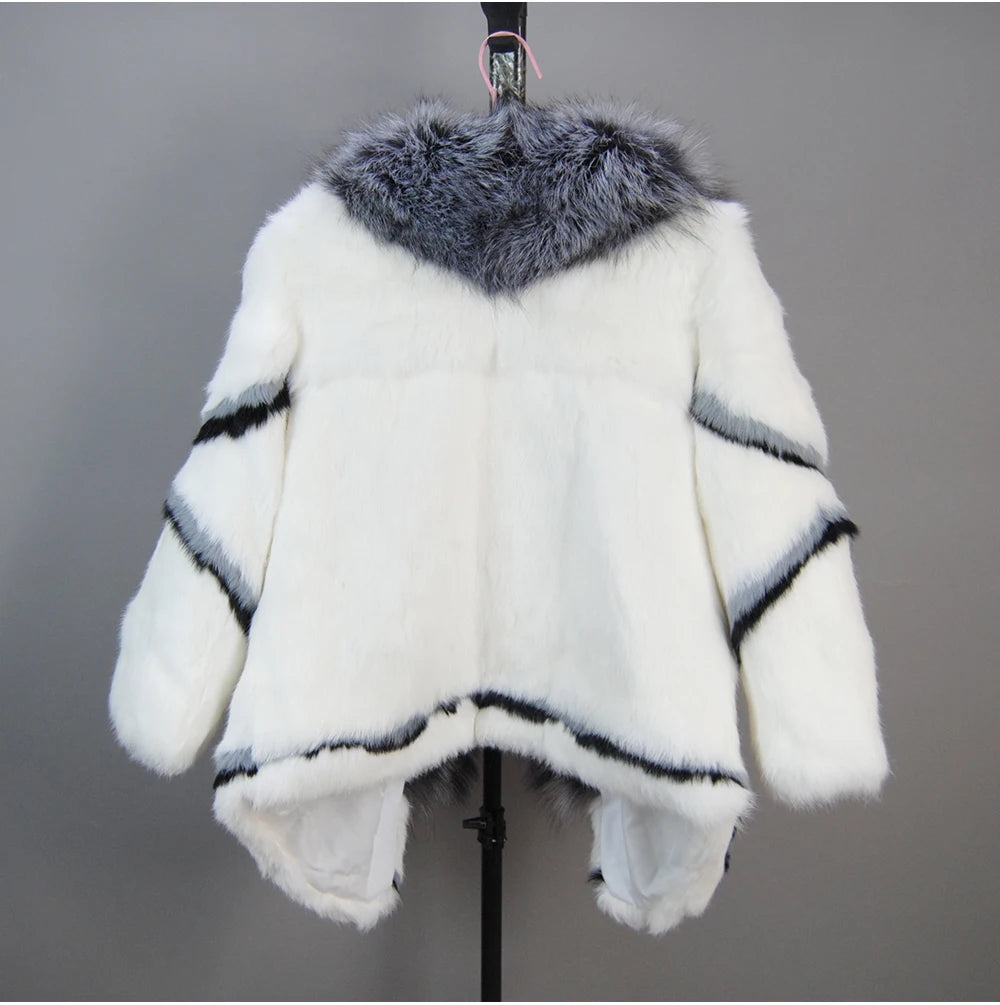 New Arrival Fashion Women Winter Full Pelt Rabbit Fur Coat in USA