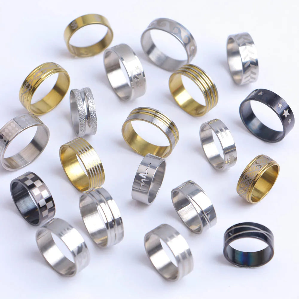 Stripe Hollow Colorful Sticker Stainless Steel Ring in USA