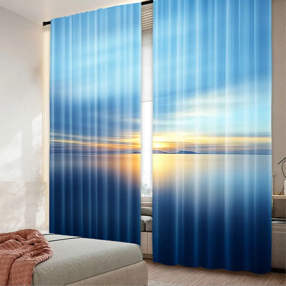 Blue Curtain Romantic Scenery Photoart Dusk Sunset Over in USA