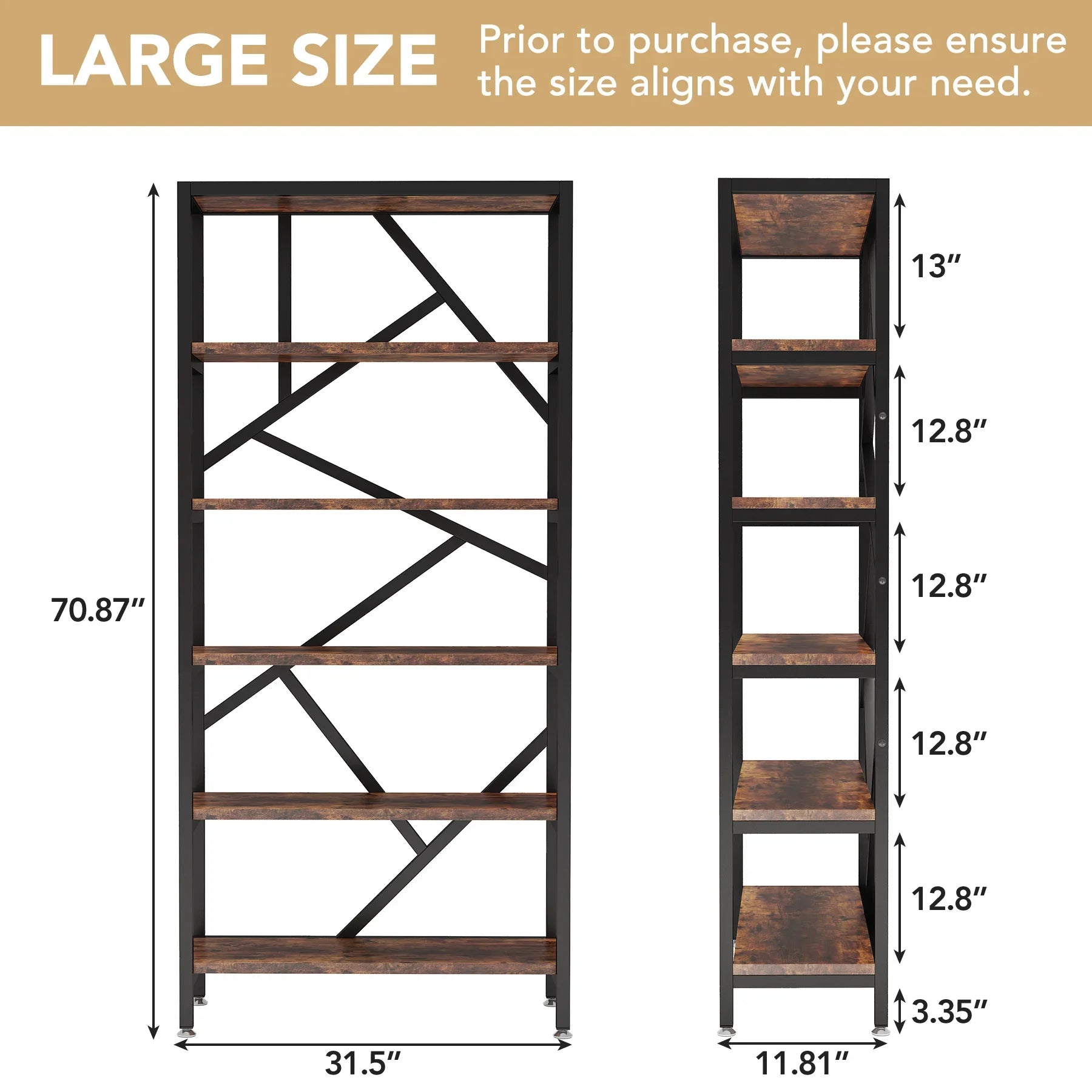 Shelving Units Organizer Industrial Wood Open Bookshelf in USA.