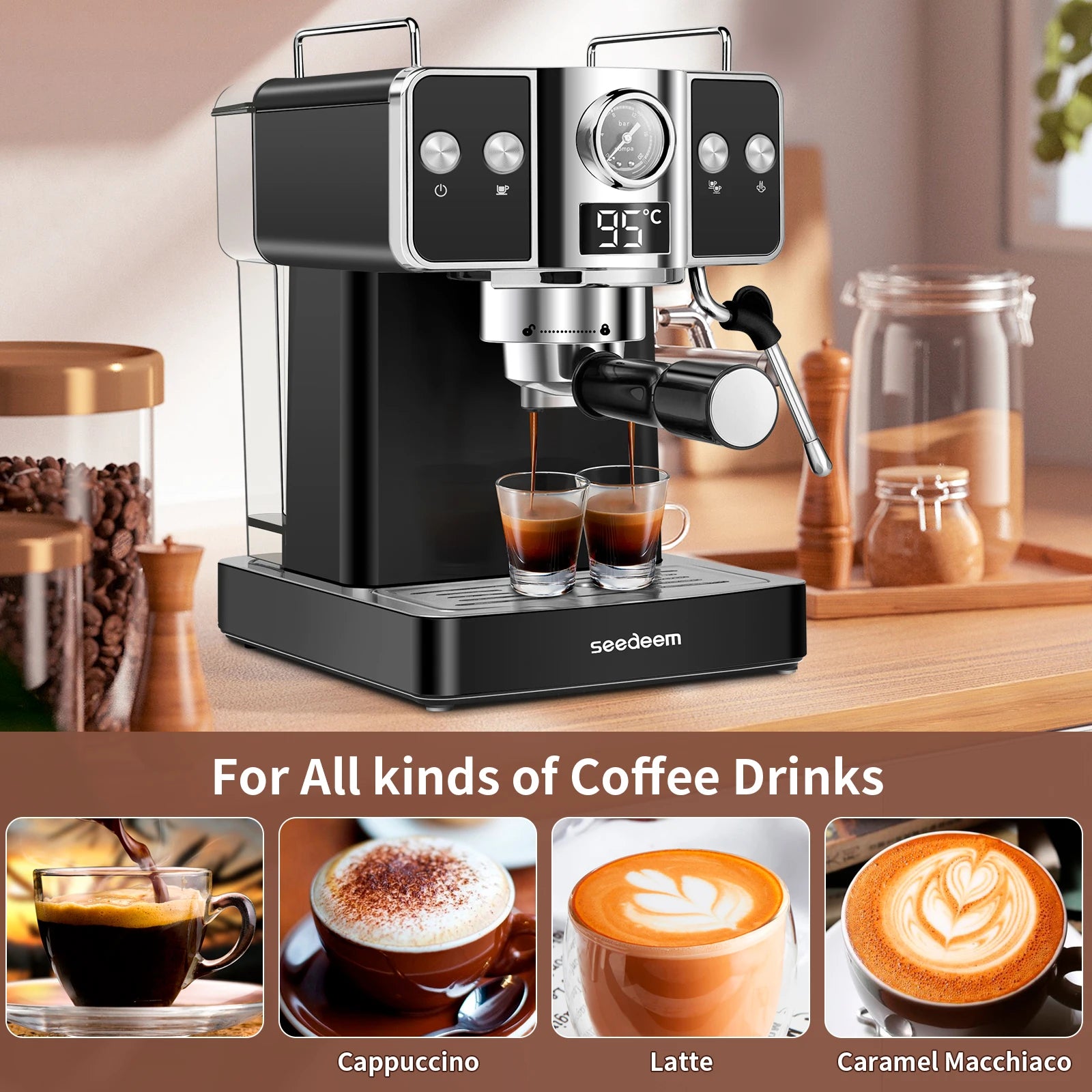 Espresso Maker Frother,Stainless Steel,Latte & Cappuccino IN USA.