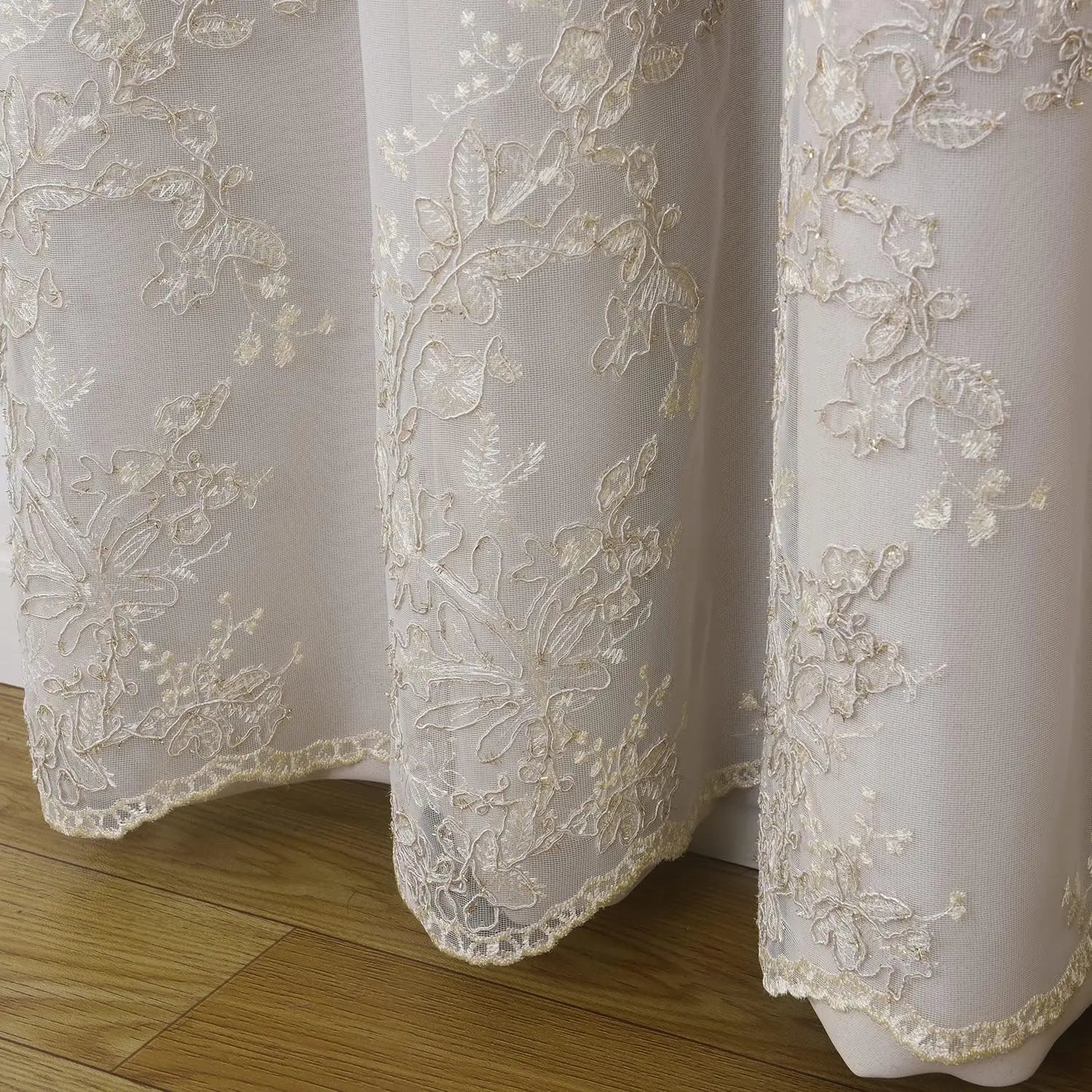 Double Layered Curtains Embroidered White Sheer in USA