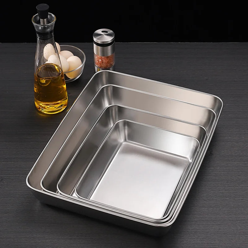 Thicken Stainless Steel Food Storage Tray Rectangular in USA.