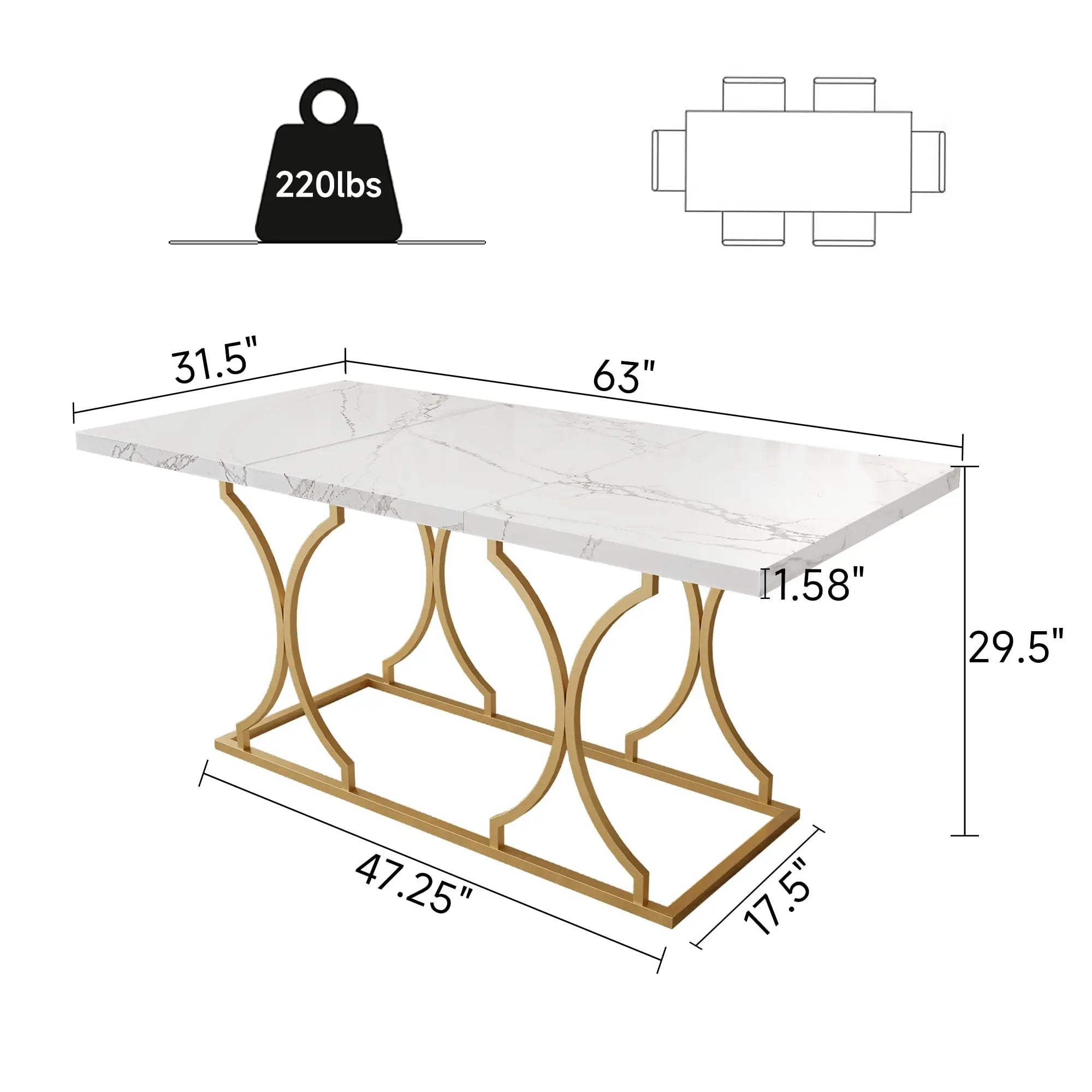 Round Dining Table Kitchen Table People Wooden Marble IN USA.