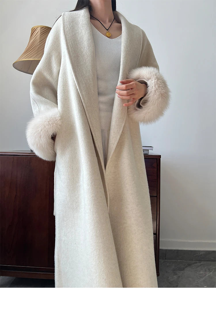 Lady Fox Fur High-Grade Cashmere Jackets Autumn Winter in USA.