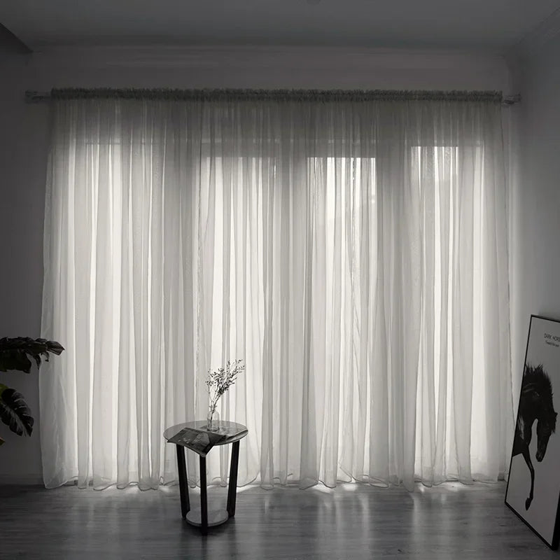 Solid White Tulle Sheer Window Curtains Living Room Bedroom in USA