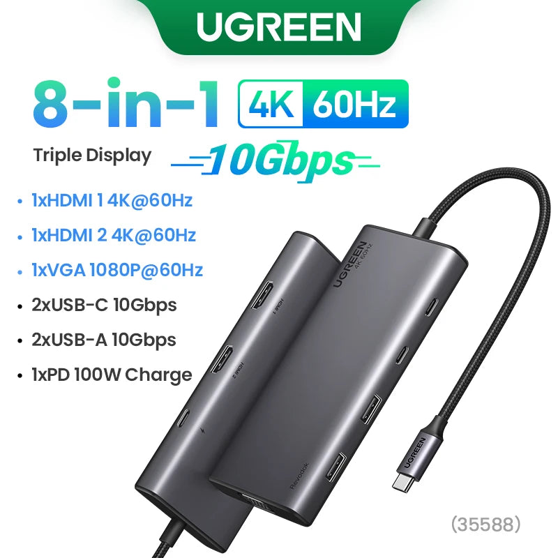 UGREEN Triple Display USB C HUB HDMI Adapter Splitter in USA.