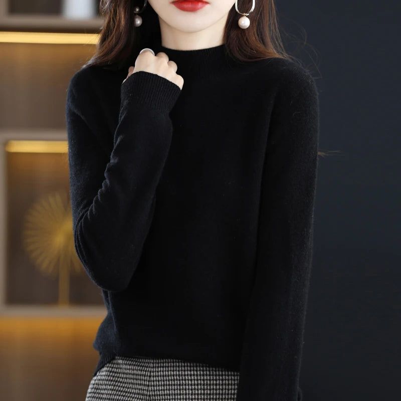 Pure Wool Half-neck Pullover In Autumn And Winter New Cashmere in USA