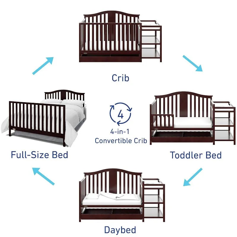 Convertible Crib Changer with Drawer (White) in USA