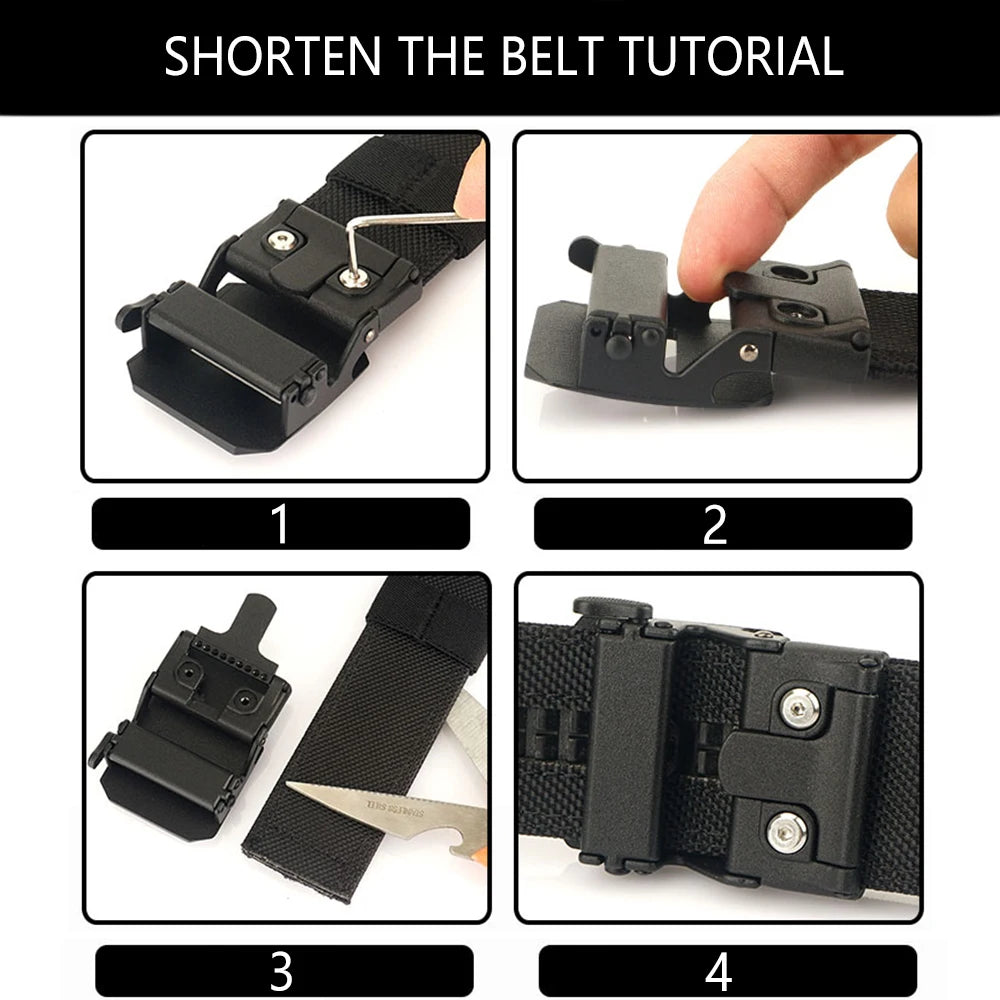 TUSHI Hard Tactical Gun Belt for Men Metal Automatic Buckle Thick Nylo