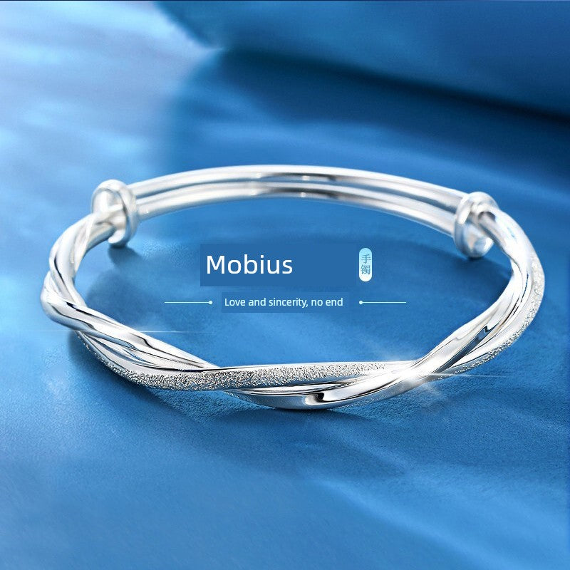 Mobius Strip Sterling Silver Bracelet Women Solid Pure Silver in USA.