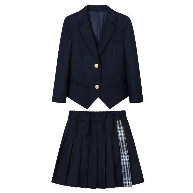 Children School Uniform Girls Jacket Pleated Skirt Suits Boys in USA