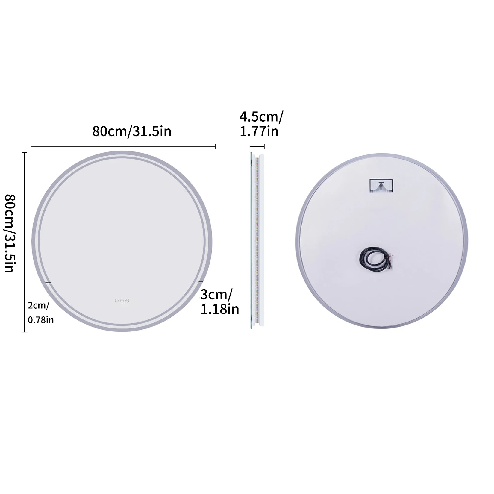 LUVODI Intelligent Illuminate Big Round Mirror Bathroom