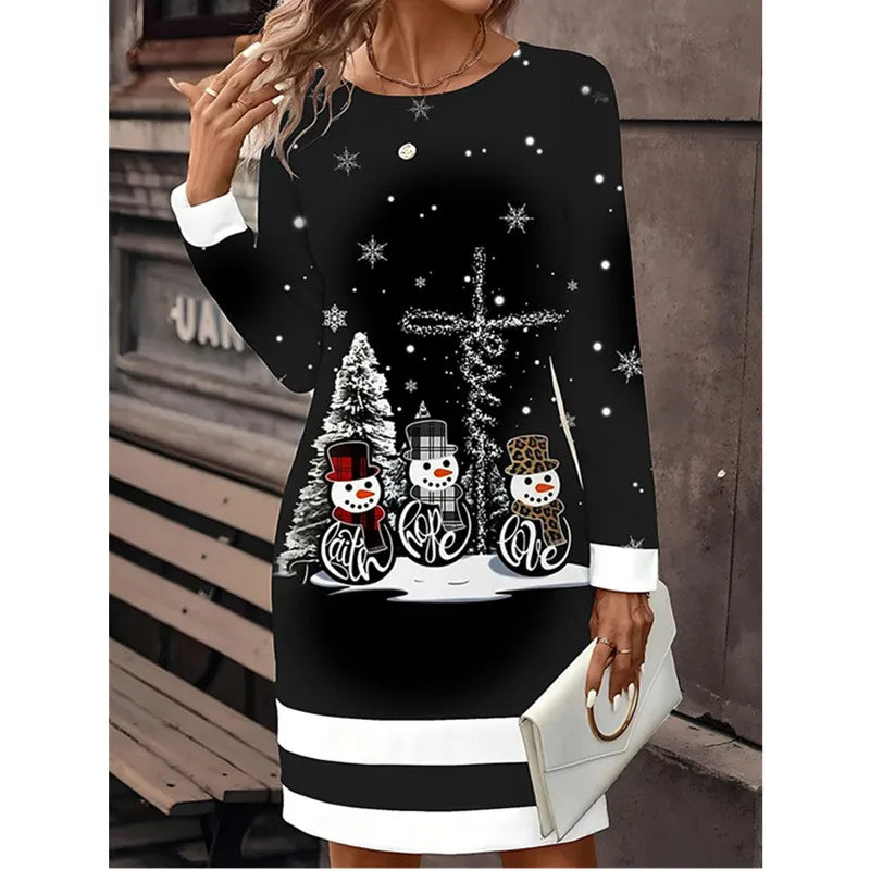 Women Christmas Party Dress Funny Wine Christmas Element in USA.